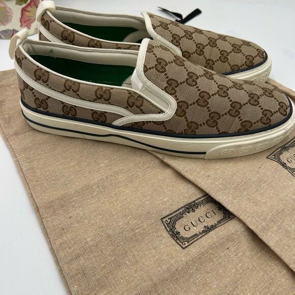 Men's Gucci GG canvas slip on sneakers size 8 fits 9 US. PRISTINE - Picture 5 of 11